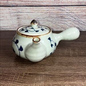 EUC Japanese Ceramic Teapot with Blue Floral Design